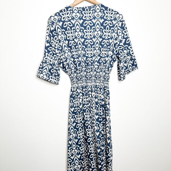 Agnes Orinda V Neck Bell Sleeve Ruffled Hem Boho ALine Long Dress 1X - Picture 6 of 9